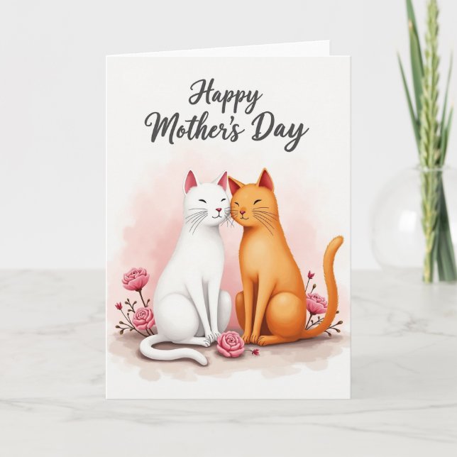 Watercolor Cats Mothers Day Card (Front)