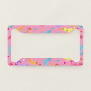 Watercolor Cats Pattern License Plate Frame