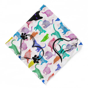 Watercolor Cats Pet Bandana