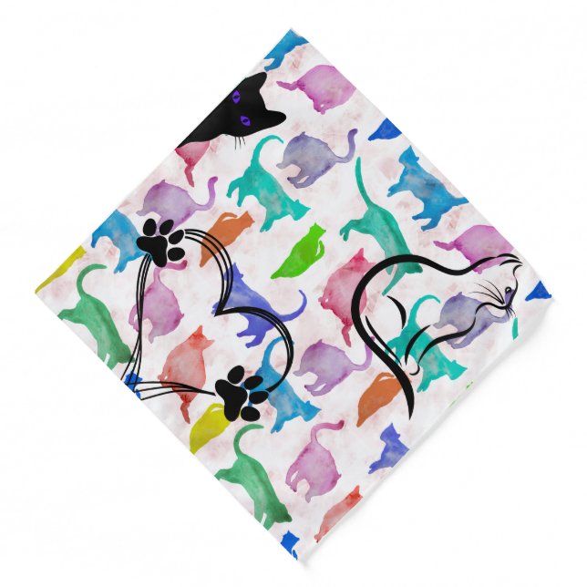 Watercolor Cats Pet Bandana (Front)