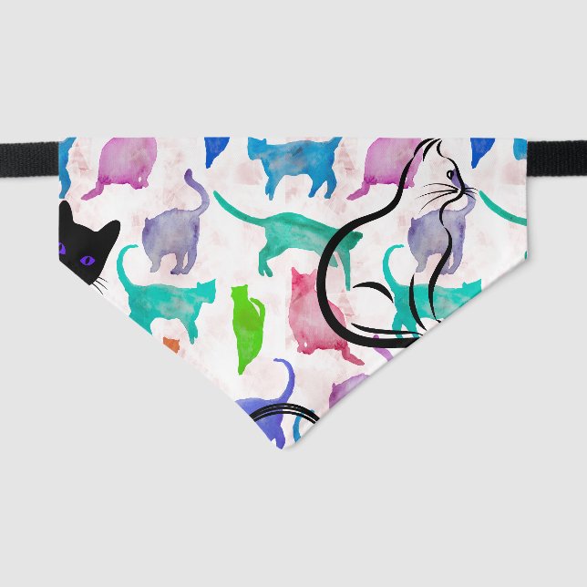 Watercolor Cats Pet Bandana Collar (Front)