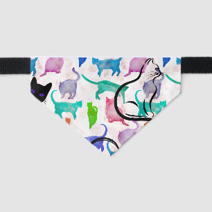 Watercolor Cats Pet Bandana Collar