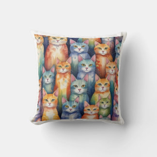 Watercolor Cats Pillow