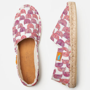 Watercolor Cats Pink Pattern Espadrilles