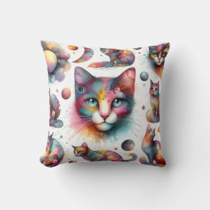 Watercolor Cats Throw Pillows - Artistic and Cozy