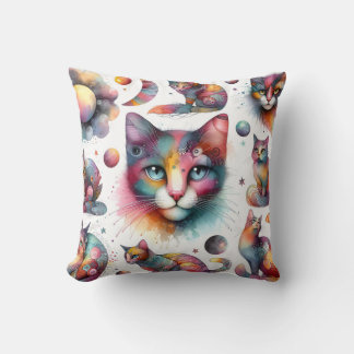 Watercolor Cats Throw Pillows - Artistic and Cozy