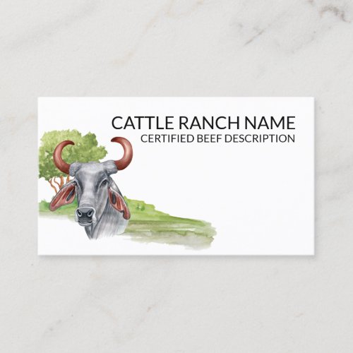 Watercolor Cattle Ranch Beef Bull Cow Business Card