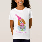 Watercolor Cavalier King Charles Cupcake Birthday  T-Shirt (Front)