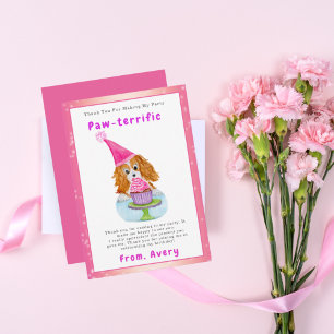 Watercolor Cavalier King Charles Cupcake Birthday Thank You Card