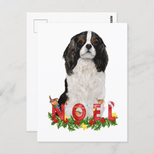 Watercolor Cavalier King Charles Noel Christmas Postcard