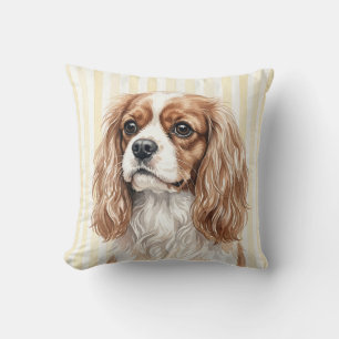 Watercolor Cavalier King Charles Spaniel Throw Pil Pillow