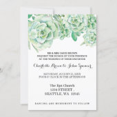 watercolor celadon succulent wedding invitations (Front)