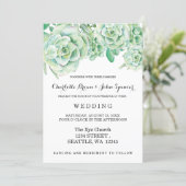 watercolor celadon succulent wedding invitations (Standing Front)