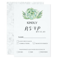 watercolor celadon succulent wedding rsvp card