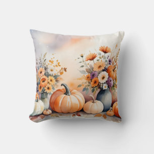 Watercolor celebrating fall throw pillow