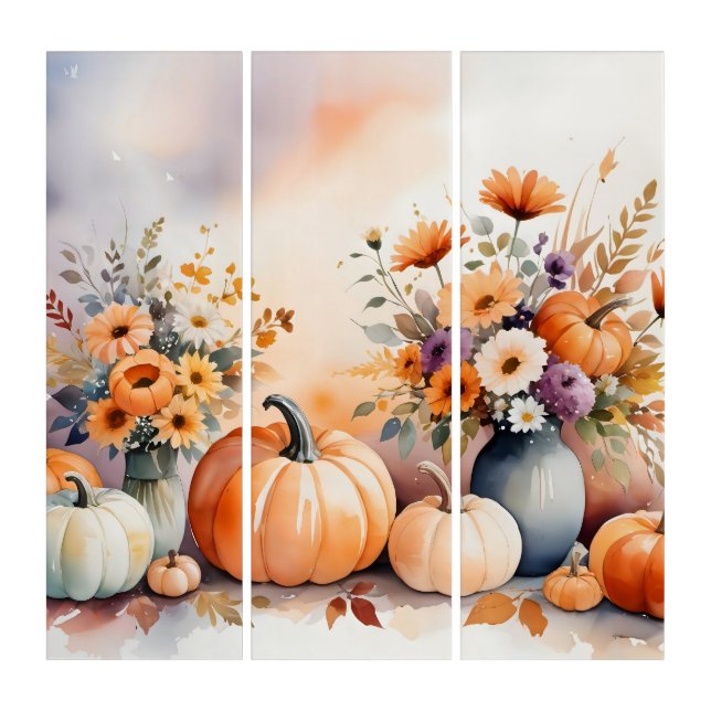Watercolor celebrating fall triptych (Front)