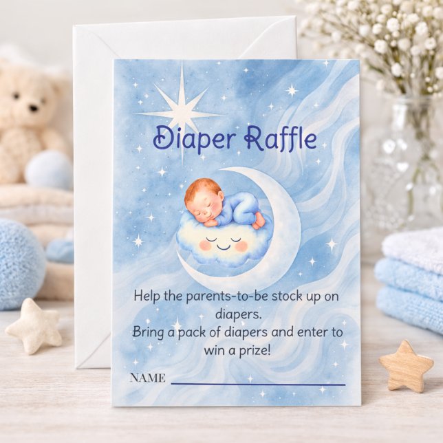 Watercolor Celestial Baby Shower Diaper Raffle Note Card (Creator Uploaded)