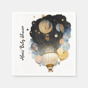 Watercolor Celestial Balloon Baby Shower Napkins