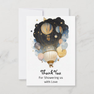Watercolor Celestial Balloon Baby Shower Thank You Card