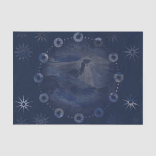 Watercolor Celestial Dark Blue Skies Tissue Paper