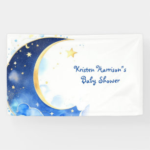 Watercolor Celestial Moon and Stars Baby Shower Banner