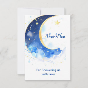 Watercolor Celestial Moon and Stars Baby Shower Thank You Card