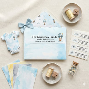 Watercolor Celestial Sheep & Balloons Baby Shower Envelope