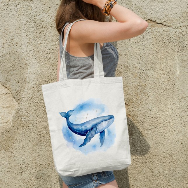 Watercolor Celestial Whale  Tote Bag (Creator Uploaded)