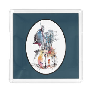 Watercolor Cello Vignette Acrylic Tray