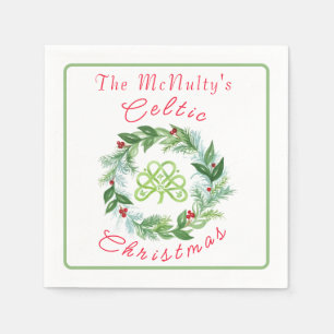 Watercolor Celtic Christmas Wreath PERSONALIZE Napkins