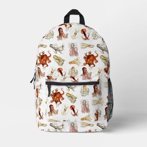 Watercolor Cephalopod Ocean Animals  Printed Backpack