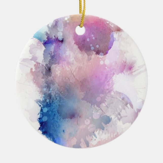 Watercolor Ceramic Ornament (Front)