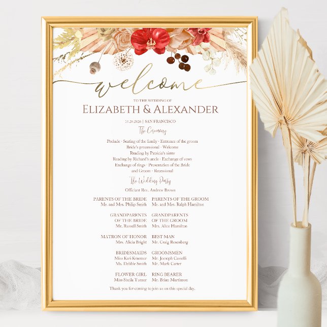 Watercolor Ceremony Program Sign Boho Floral (Creator Uploaded)