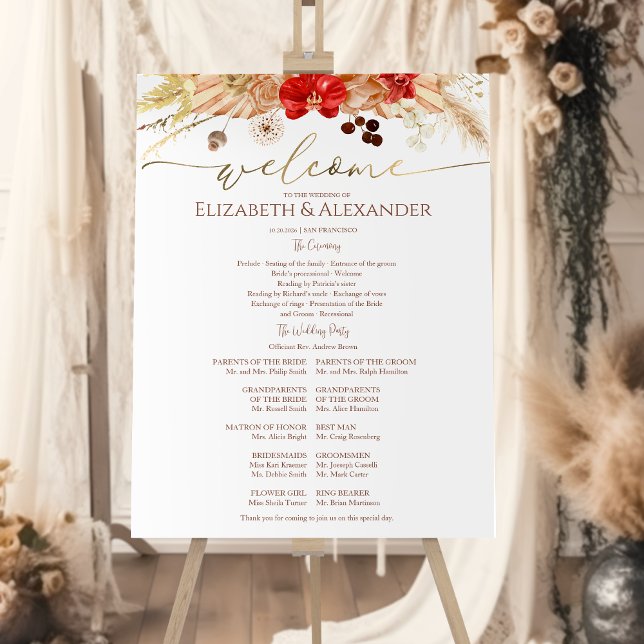 Watercolor Ceremony Program Sign Boho Floral (Creator Uploaded)