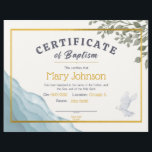 Watercolor Certificate of Baptism<br><div class="desc">This design features watercolor leaves,  water,  and dove. This is a beautiful modern design for a baptism certificate.</div>