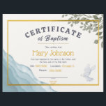 Watercolor Certificate of Baptism<br><div class="desc">This design features watercolor leaves,  water,  and dove. This is a beautiful modern design for a baptism certificate.</div>