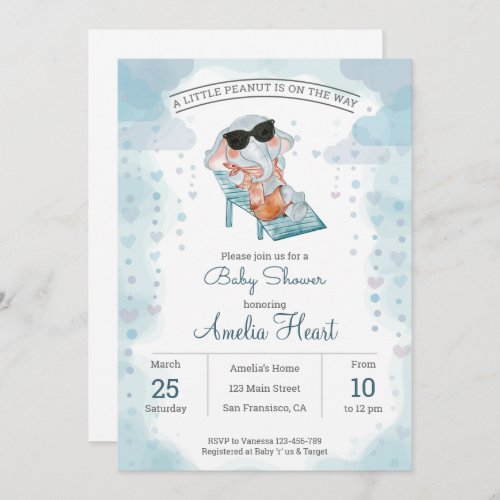 Watercolor chair elephant   Baby Shower Invitation