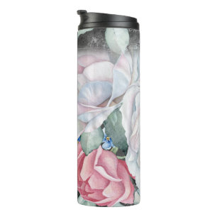 Watercolor Chalkboard Roses Thermal Tumbler