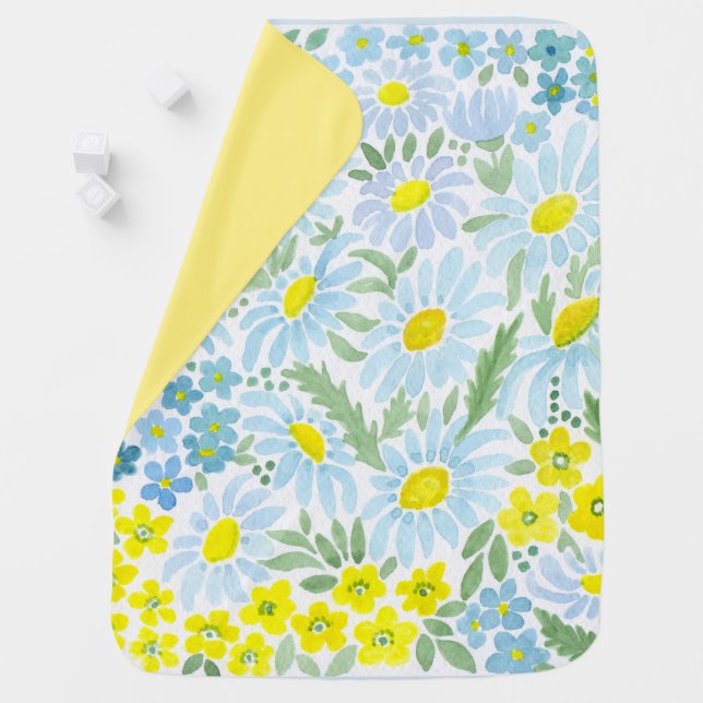 Watercolor . Chamomile . Baby Blanket (In Situ)