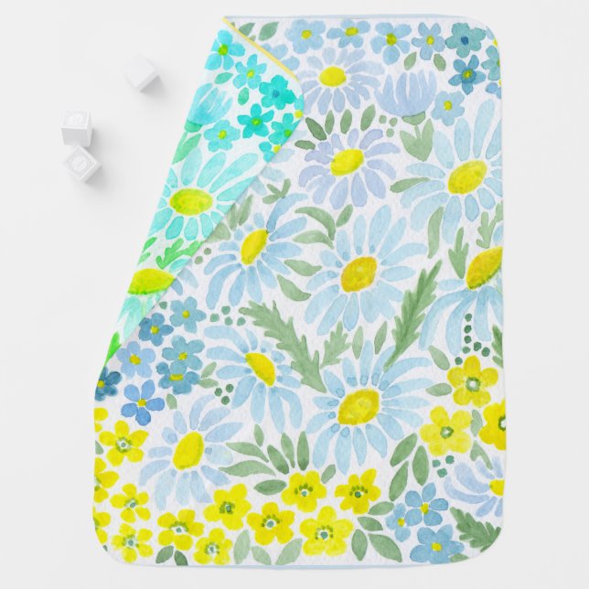 Watercolor . Chamomile . Baby Blanket (In Situ)