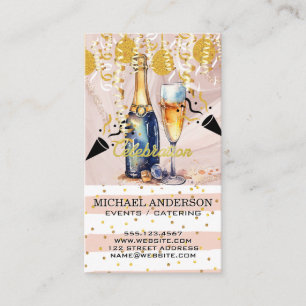 Watercolor Champagne / Confetti and Balloons Business Card