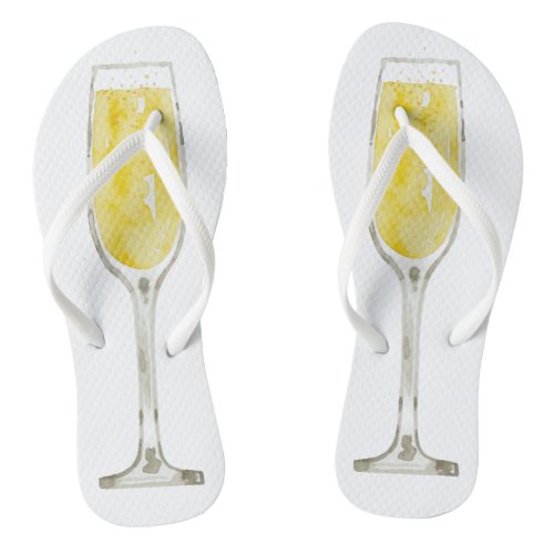 Watercolor Champagne Flutes Flip Flops