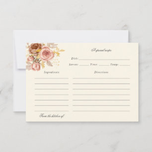 watercolor champagne roses recipe card