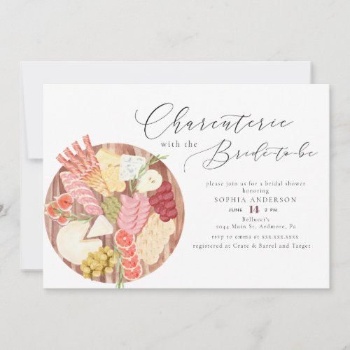 Watercolor Charcuterie Cheese Board Bridal Shower Invitation