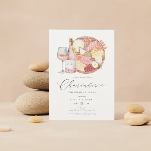Watercolor Charcuterie Cheese Board Engagement  Invitation