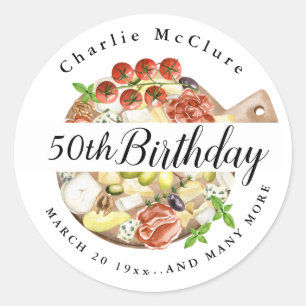 Watercolor Charcuterie of Italy Birthday Classic Round Sticker