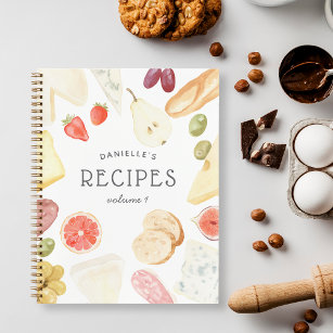 Watercolor Charcuterie Personalized Recipe Notebook