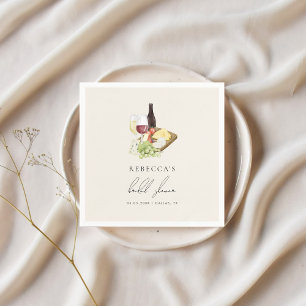 Watercolor Charcuterie Wine & Cheese Bridal Shower Napkins