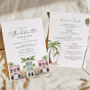 Watercolor Charleston SC Bachelorette Weekend Invitation