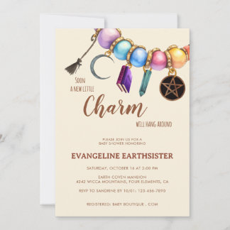 Watercolor Charm Bracelet Pagan Babyshower Invitation